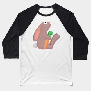 Cute bunny rabbit sitting with carrot cartoon Baseball T-Shirt